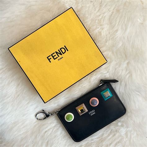 fendi faces leather key pouch|fendi key ring pocket.